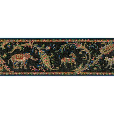 Bordure de papier peint l 15 pi x l 6,89 po animal tribal scene Kajetan