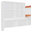 Lit superposé simple au-dessus d'un lit double en bois avec garde-robe, tiroirs, tablettes et lumière DEL (blanc + orange)