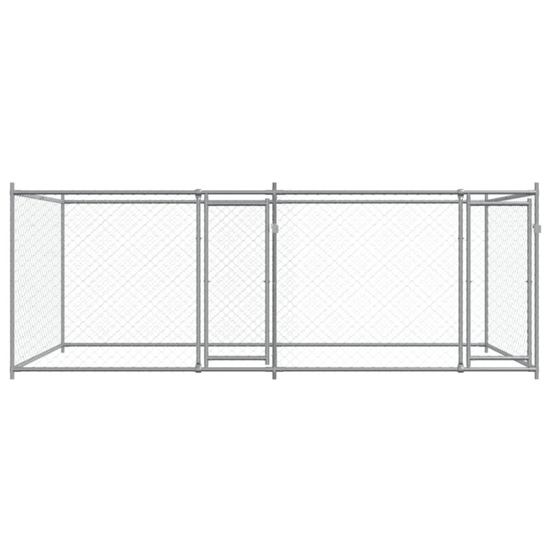 Cage pour chien en acier galvanisé gris pour l'extérieur
