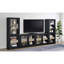 Tour média Kennison de 67 pouces avec tablettes réglables et rangement dissimulé, parfaite pour la vie moderne et l'organisation