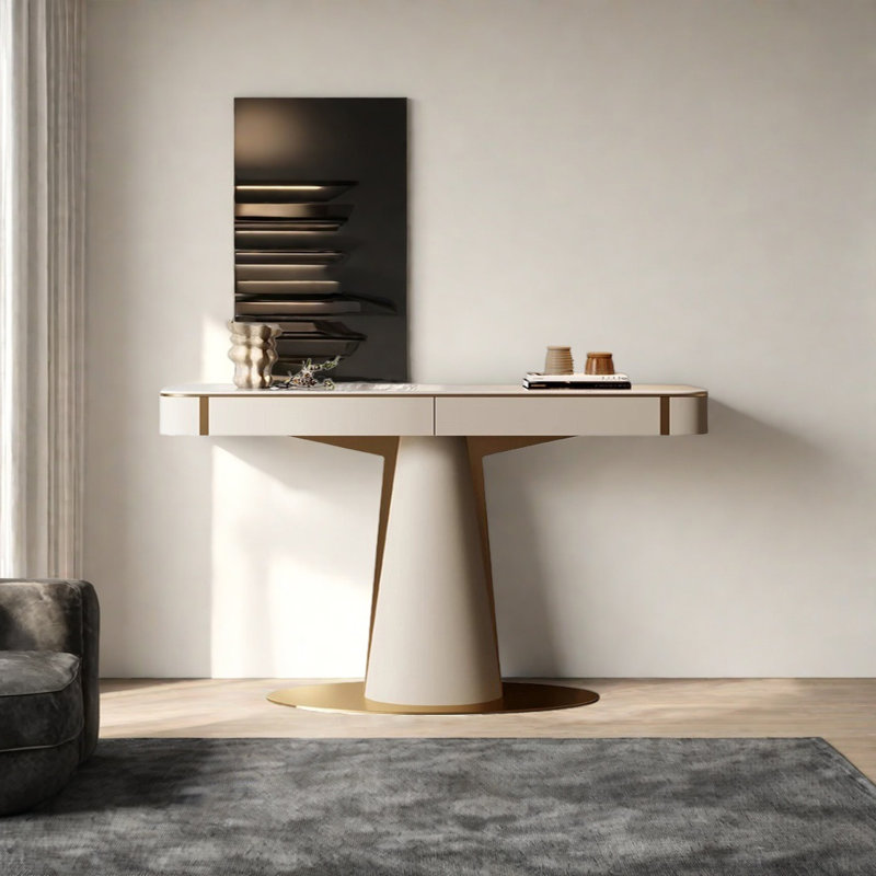 Console Modern Minimalist Luxury Art, Or champagne, H 33,46 po x l 62,99 po x P 13,78 po