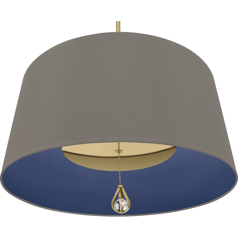 Custis 3 - Light Chandelier, Carter Gray/Ink Blue Lining, Modern Brass