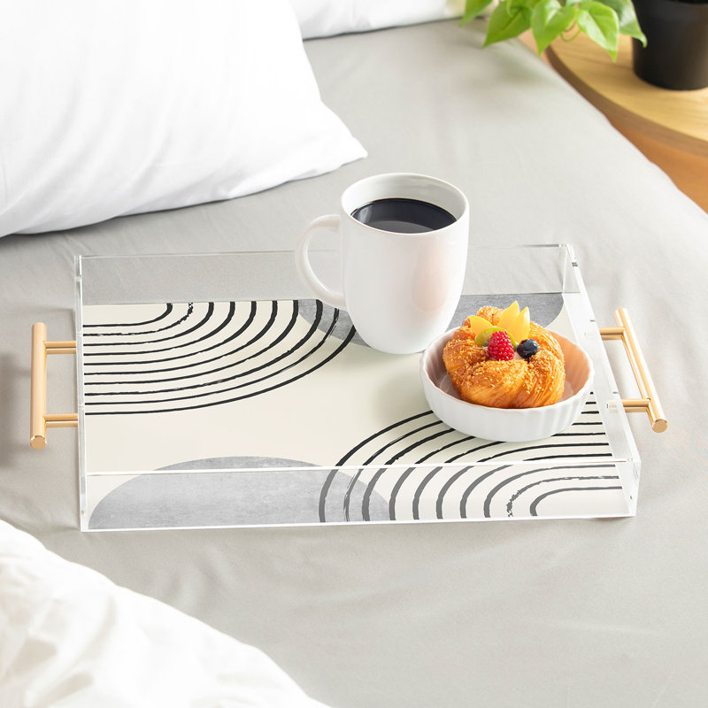 Plateau en acrylique Cassidy Rae Marietta, Abstrait, Beige/noir