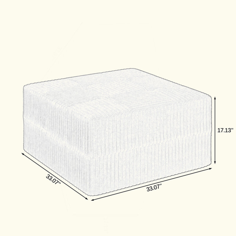 Canapé modulaire Boneless Vasya, Velours côtelé beige, H 29,92 po x l 130,32 po x P 98,23 po