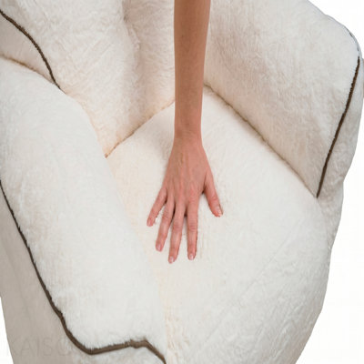 Fauteuil à billes en fausse fourrure pour adultes, canapé confortable avec dossier en forme de cœur, grand fauteuil de lecture pour salon, chambre à coucher, appartement - blanc