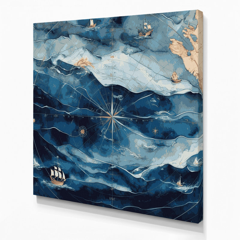 Art mural nautique gris sur toile, H 12 po x l 12 po