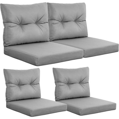 Outdoor Loveseat Cushion Set of 4, 24"x24"x4" Waterproof Deep Seat & Backrest Patio Cushions for Bench, Swing or Couch, Dark Gray
