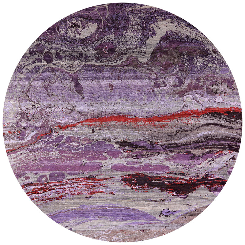 Tapis mauve / rouge / gris Buckholts, Rond 7 pi