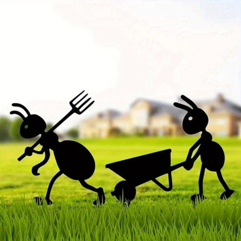 2 pièces de fourmis de jardin en métal noir