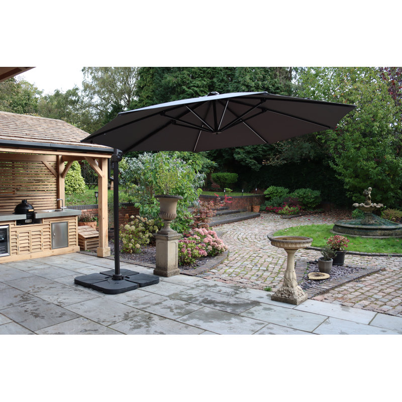  3.5m Cantilever Parasol with Lights, Grey