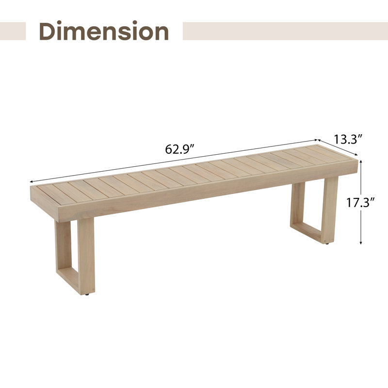 Outdoor U-shaped Leg Acacia Wood Bench