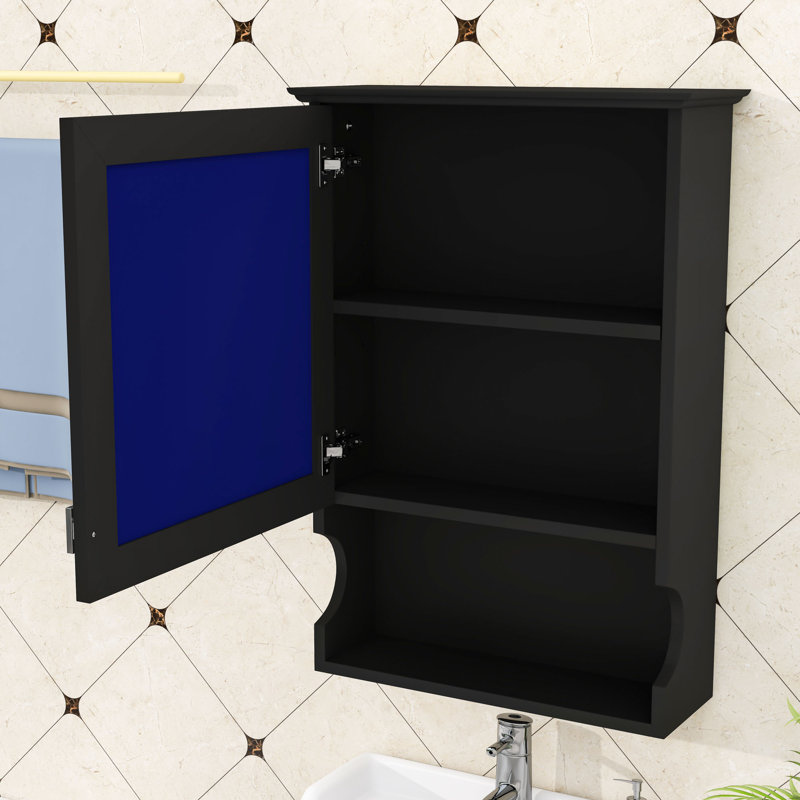 Armoire de rangement murale avec miroir, Noir