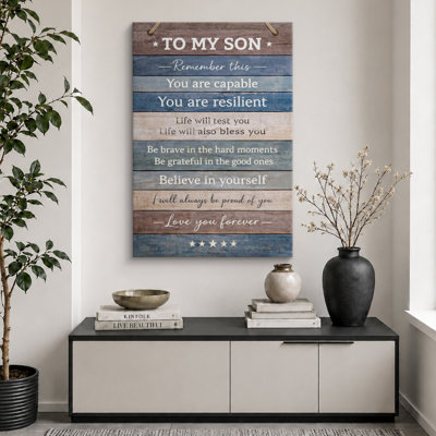 To My Son Inspirational Sign, œuvre d'art, impression sur toile encadrée