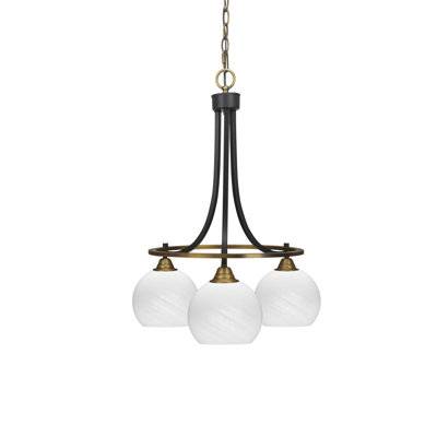 Ampere Paramount 3 Light Downlight Chandelier With 5.75" Glass