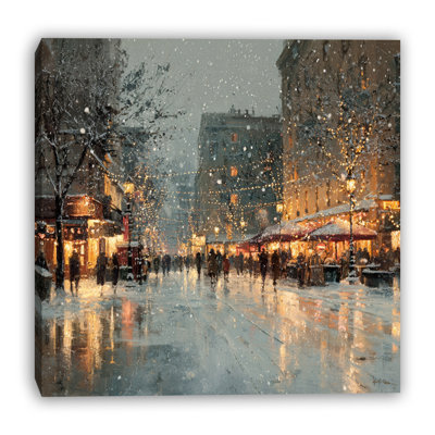 «Festive Winter Market Street», art mural sur toile tendue