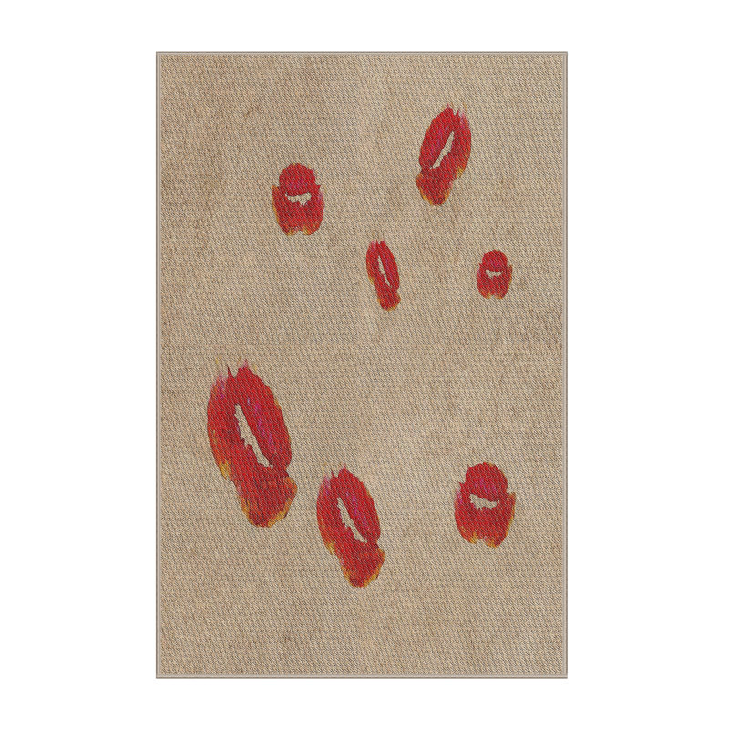 Tapis de zone rouge/beige à motifs Dinis, Rectangle 5 pi x 7 pi
