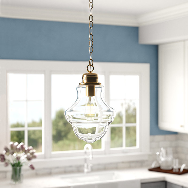 Annie 1 - Light Single Pendant, Clear Glass, Brushed Brass