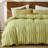 Striped Comforter Set Queen Size - 100% Cotton Bedding Set, Khaki & Green Stripes Pattern Comforter 3 Pieces, Soft Linen Like Comforter Set for All Seasons-123262386-123262383
