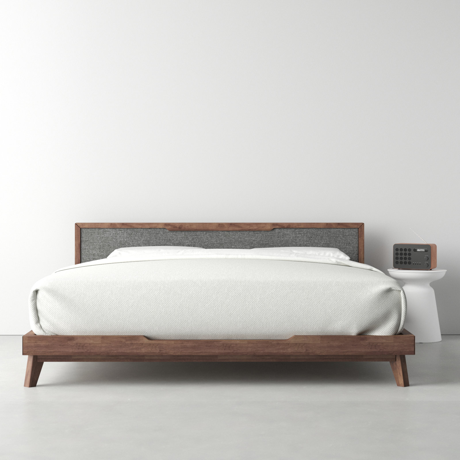 Glow Linen Upholstered Bed, King, Walnut