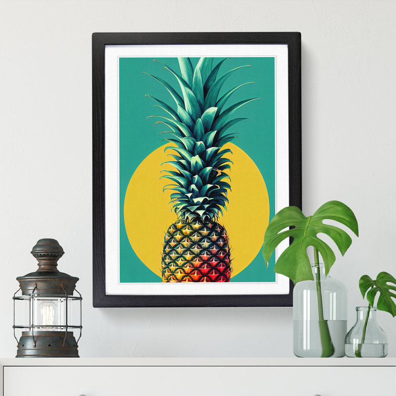 FRM-V0523-1850X Pineapple Painting Vol.3 - Picture Frame Print, 64cm H x 46cm W x 2cm D, Walnut