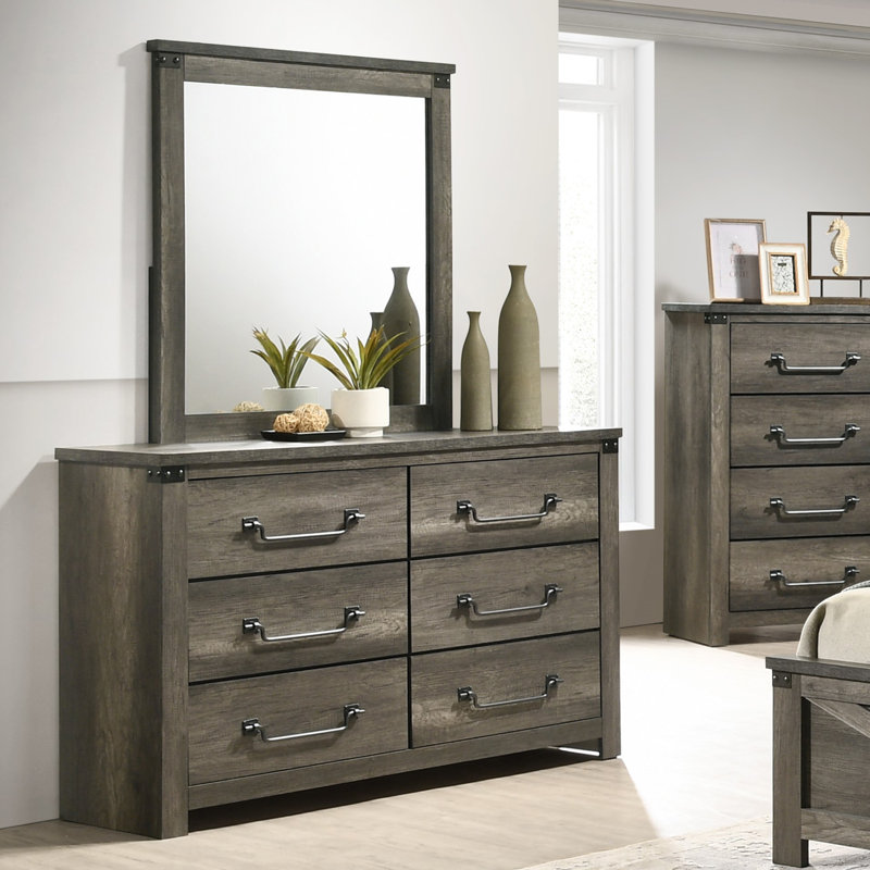 Commode 6 tiroirs avec miroir Carrizales