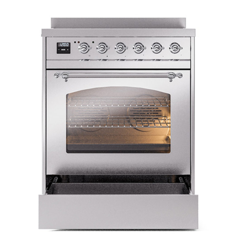 ILVE Nostalgie II 30 in Induction Range, Stainless Steel/Chrome