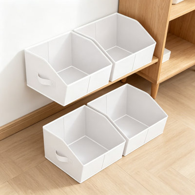 Fabric Storage Bins for Shelves - Small Trapezoid Closet Organizer Baskets with Handles, Collapsible Bin for Clothes, Towels, Purses, 4 Pack