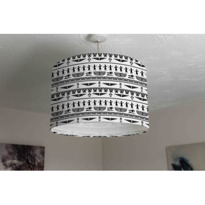 Tribal Egyptian Art 25cm H Cotton Drum Pendant Shade ( Uno )