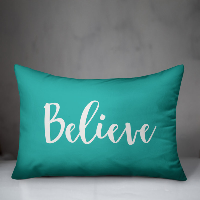  Believe Rectangular Pillow Cover & Insert, Teal