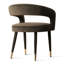 Chaises de salle à manger rembourrées en velours, fauteuils à dossier demi-tonneau moderne avec pieds en métal recouverts de tissu et embouts dorés-264570824