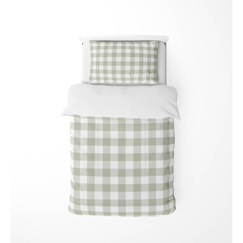 Ensemble d'édredon léger en vichy Proper, Vert clair