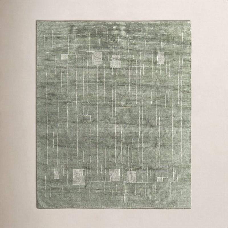 Agape Modern Abstract Green Area Rug, Rectangle 2' x 3'