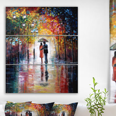 " Lovers Under Umbrella " 3 - Pieces