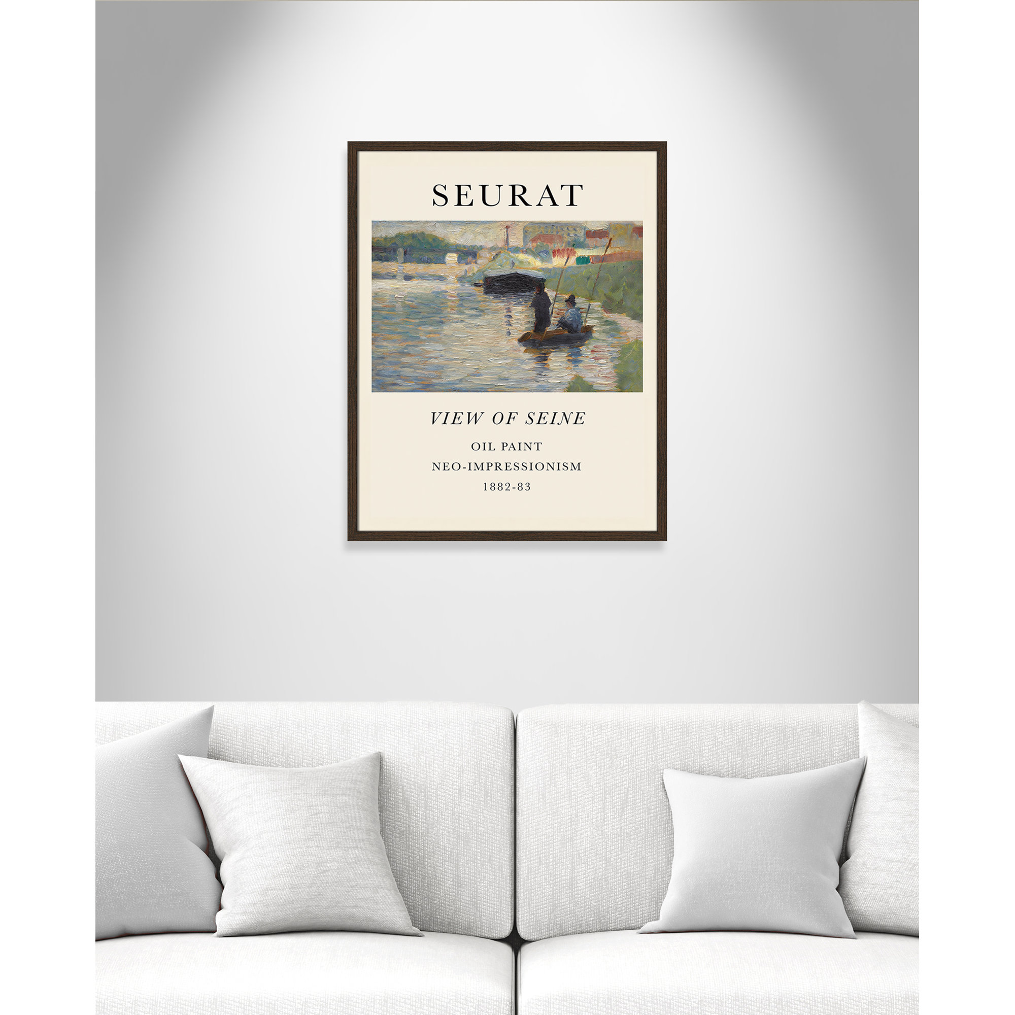 View Of Seine by Georges Seurat, Walnut Single Picture Frame, 29.5" H x 23.5" W x 0.75" D, No