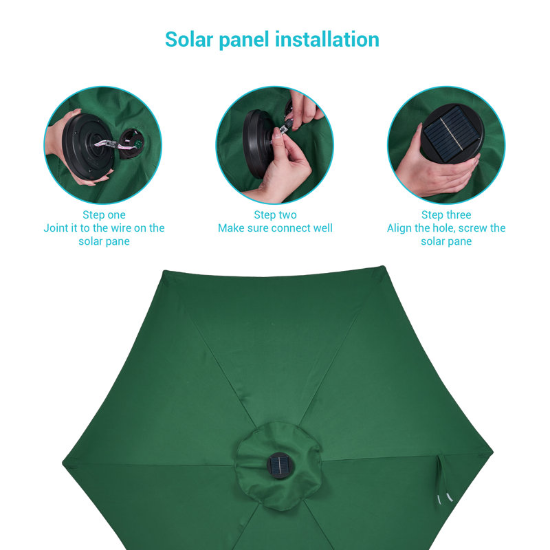 Parasol de marché éclairé 90 po Kanila, Vert foncé