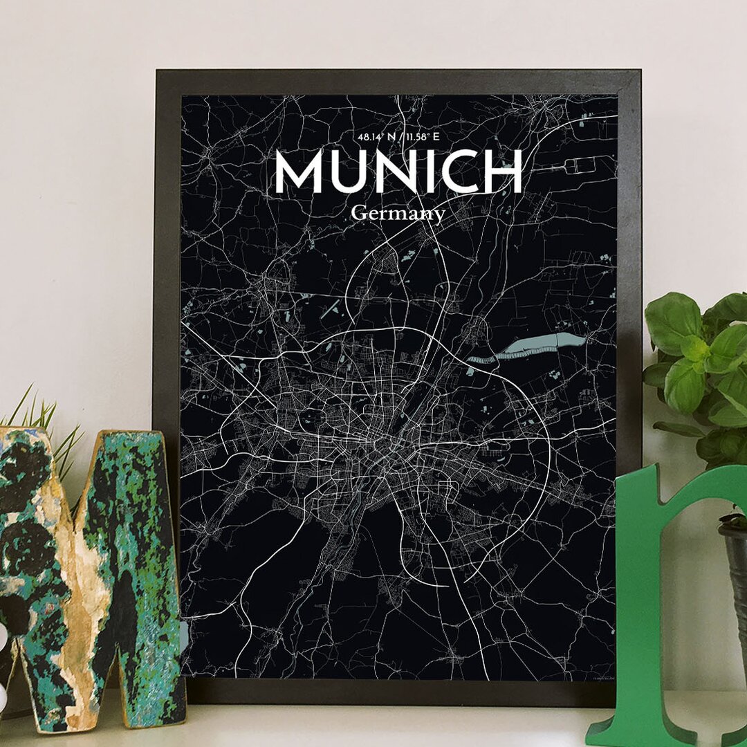 Grafikdruck Munich City Map