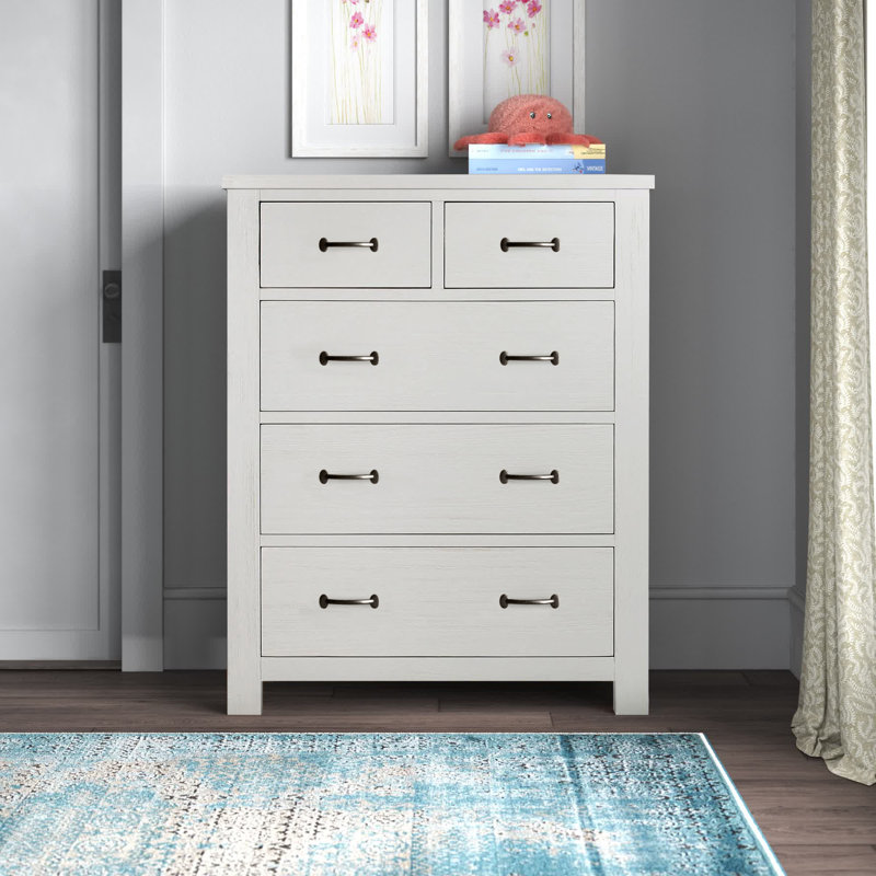 Commode 5 tiroirs Mateo, Blanc