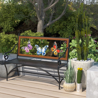 Banc d'extérieur 39,7 ", banc de jardin, banc de patio avec accoudoirs