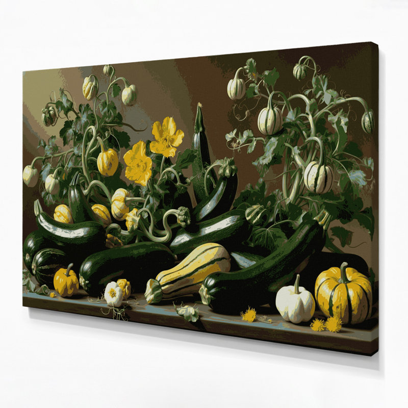 Art mural sur toile vert légumes courgettes, H 16 po x l 20 po
