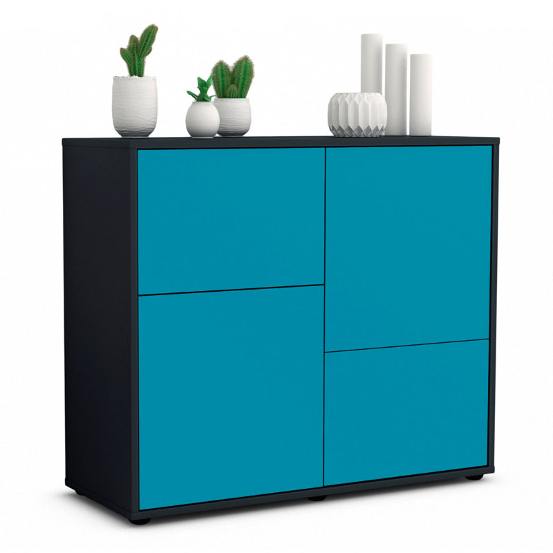 Ramona 92cm Sideboard, Anthracite/Turquoise