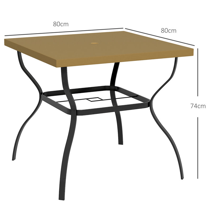 Anneheide Garden Dining Table w/ Umbrella Hole, Dining Table for 4, Brown