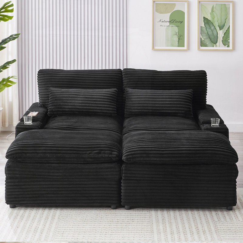Canapé-lit modulaire convertible avec espace de rangement, Noir