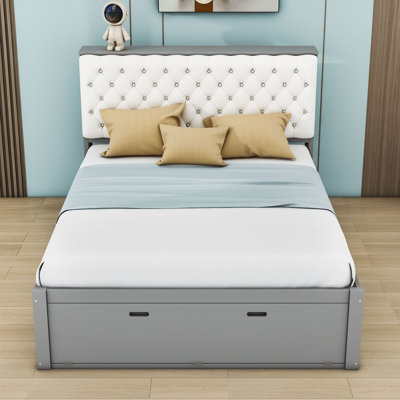 Wood Queen Platform Bed with 4 Drawers,Storage Headboard and Shoe Rack by Latitude Run