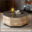 Table basse octogonale avec motif tridimensionnel en relief, centre de table rustique