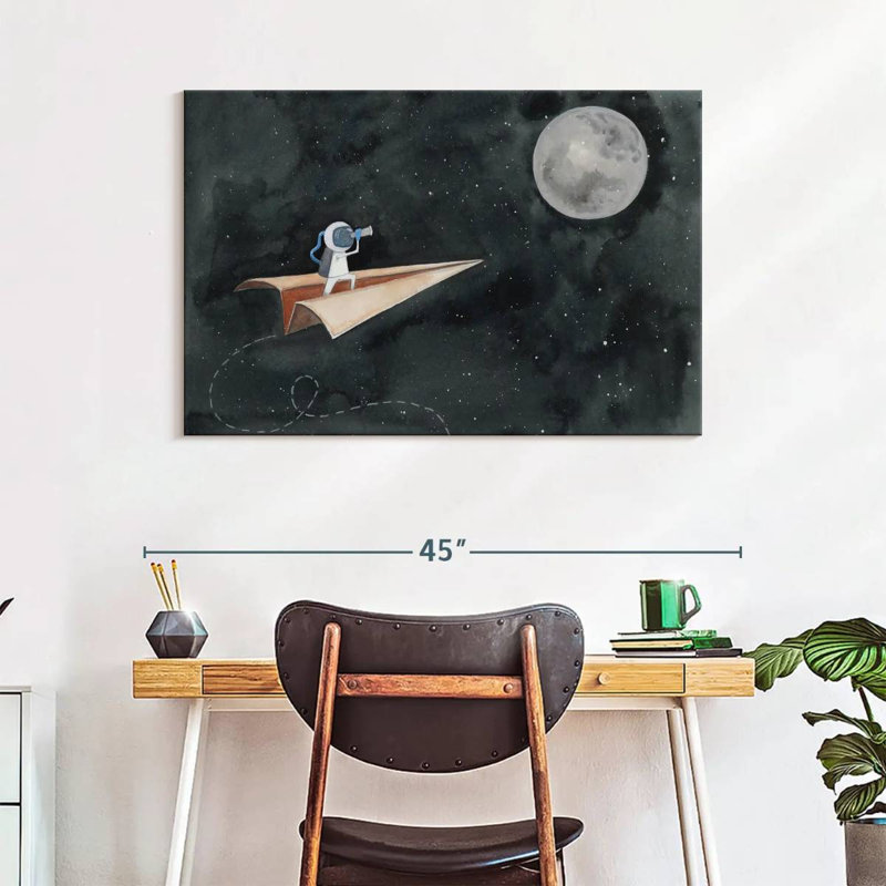 Avion en papier jusqu'à la lune, H 26 po x l 39 po