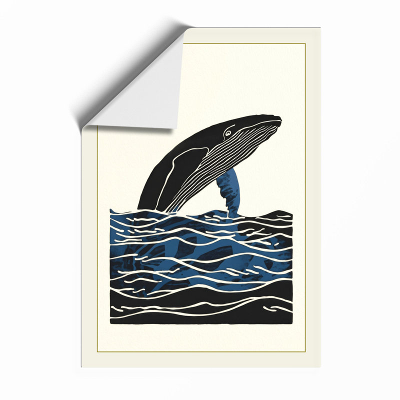 Whale Rising Coastal - Framed Print, A4 - 29.7 x 21.0 cm, Unframed