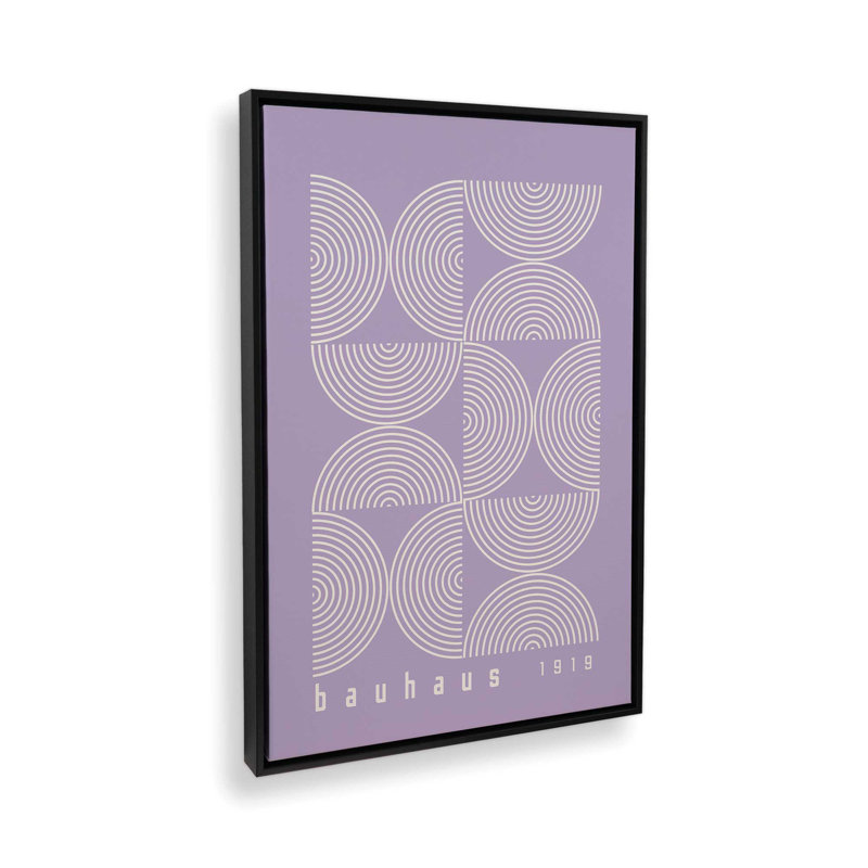 Affiche de composition Bauhaus, H 12,75 po x l 8,75 po, Mauve, Cadre flottant noir satiné