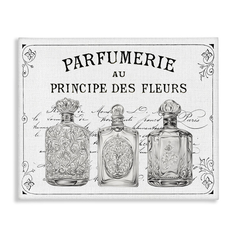 Toile de parfumerie française rétro, design par lettré et doublé, H 16 po x l 20 po