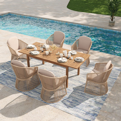 6 - Person Rectangular Outdoor Dining Set With Cushions