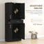 Garde-manger 71 po avec tiroir et tablette réglable, armoire de rangement autoportante haute avec 2 armoires à double porte, noir patiné